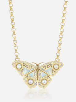 Butterfly Pendant Necklace Pearl
