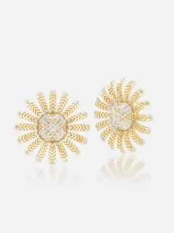 Chubby Sunflower Diamond Button Earrings