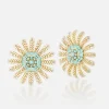 Chubby Sunflower Turquoise Button Earrings