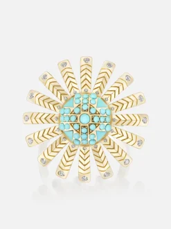 Chubby Sunflower Turquoise Ring