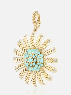 Chubby Sunflower Turquoise Pendant