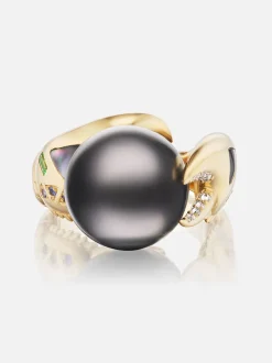 Dark Pearl Claw Ring