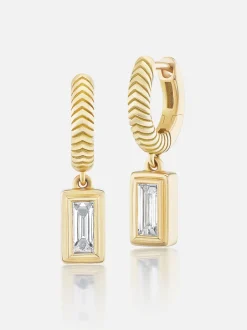 Diamond Baguette Drop Huggies
