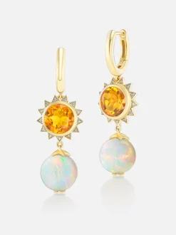 Double Opal Supernova Huggie Earrings