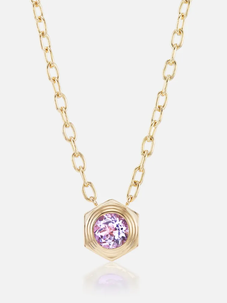 Hexed Amethyst Pendant Necklace