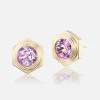 Hexed Amethyst Stud Earrings