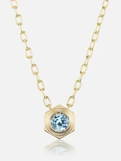 Hexed Aquamarine Pendant Necklace