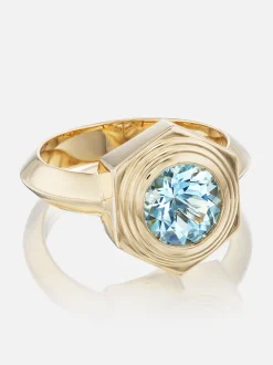 Hexed Aquamarine Ring