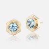 Hexed Aquamarine Stud Earrings