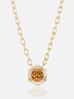 Hexed Citrine Pendant Necklace