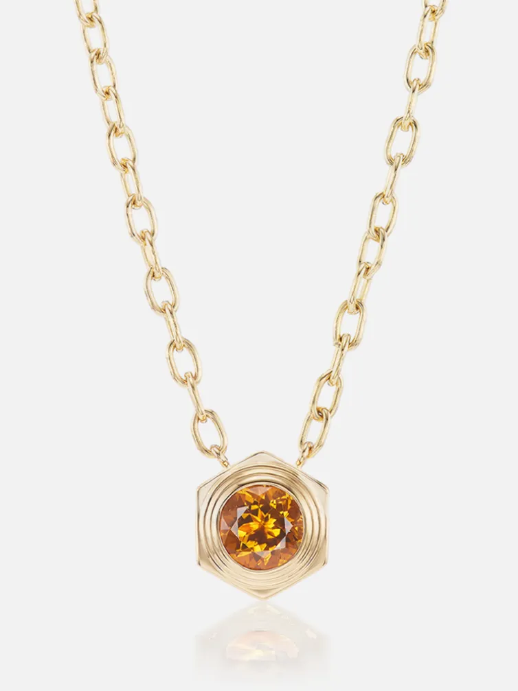 Hexed Citrine Pendant Necklace