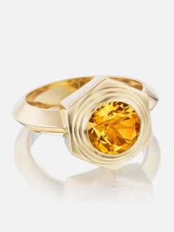 Hexed Citrine Ring