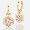 Hexed Morganite Drop Huggies