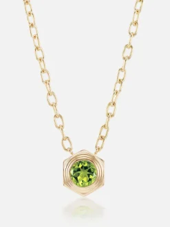 Hexed Peridot Pendant Necklace