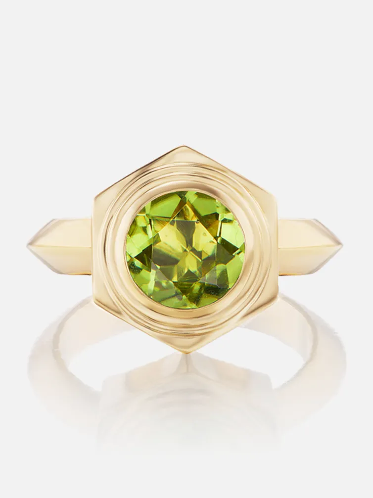 Hexed Peridot Ring