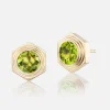 Hexed Peridot Stud Earrings