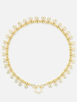 16" Knife Edge Bead Diamond Charm Foundation Necklace