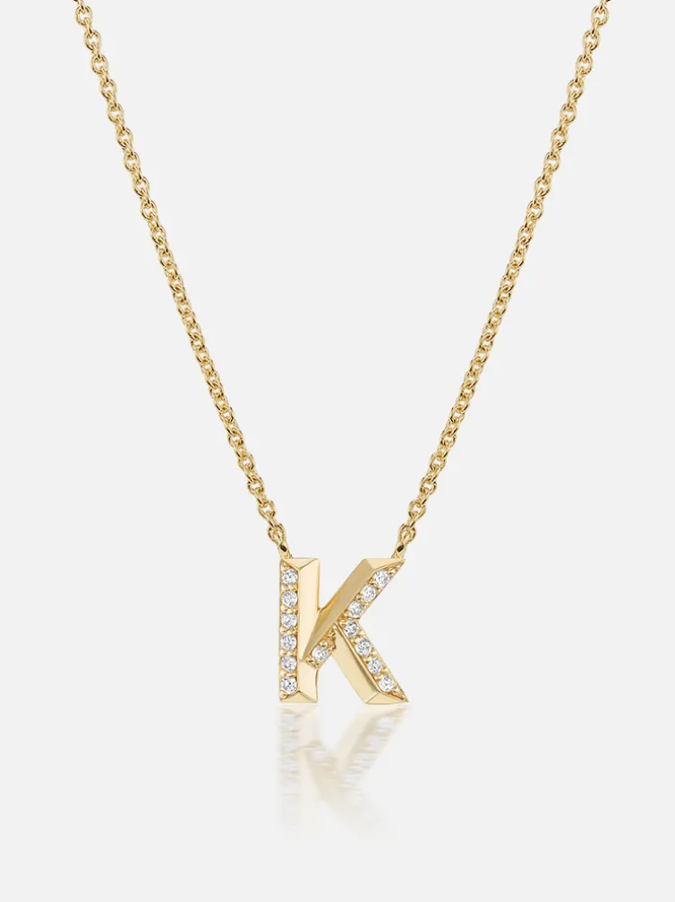 Knife Edge Initial Pendant Necklace