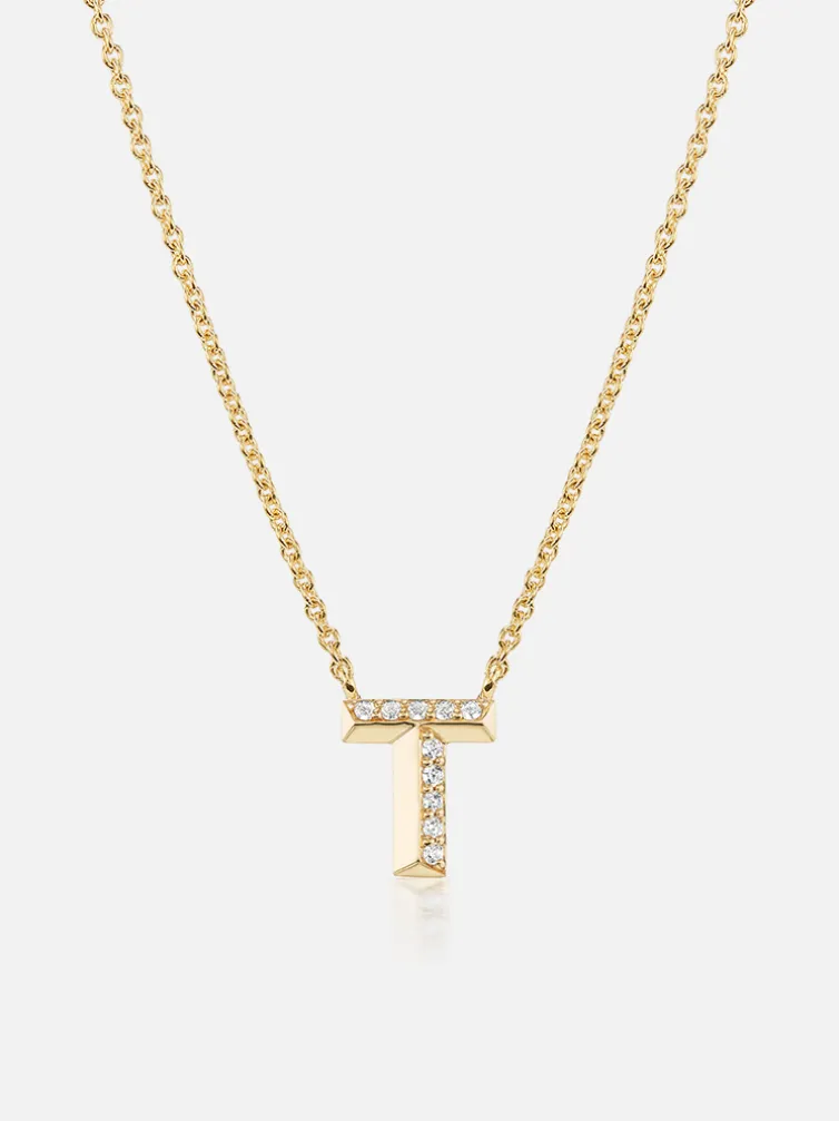 Knife Edge Initial Pendant Necklace