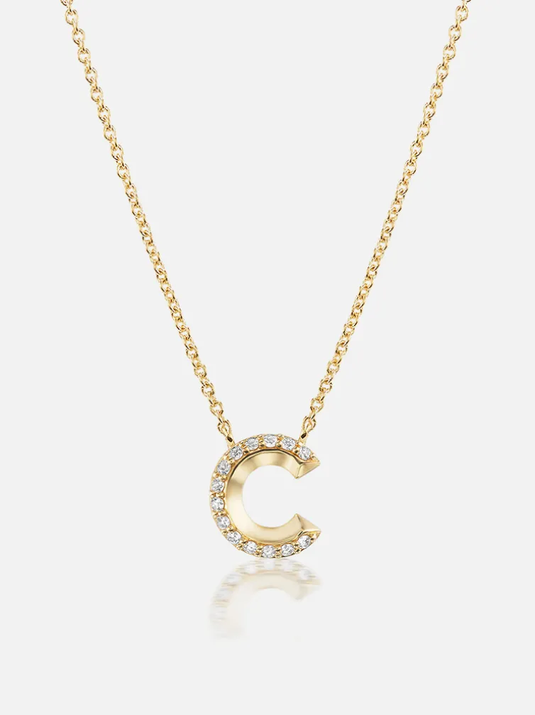 Knife Edge Initial Pendant Necklace