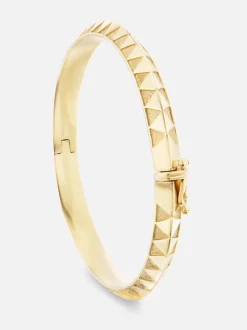Knife Edge Textured Gold Bangle