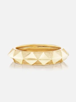 Knife Edge Textured Gold Band