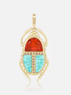 Major Scarab Pendant Fire Opal Amazonite