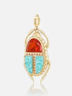 Major Scarab Pendant Fire Opal Amazonite