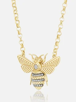 Mini Bee Pendant Necklace Diamond