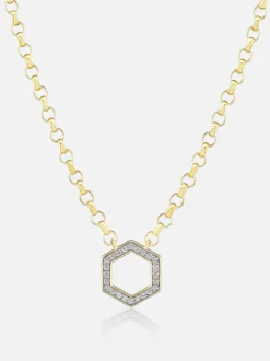 18" Mini Diamond Hexagon Foundation Rolo Chain