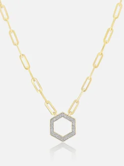 18" Mini Diamond Hexagon Foundation Paperclip Chain