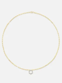 18" Mini Diamond Hexagon Foundation Paperclip Chain