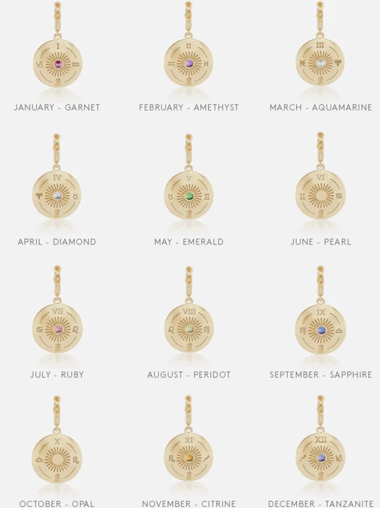 Mini Sun Sign Medallion Months