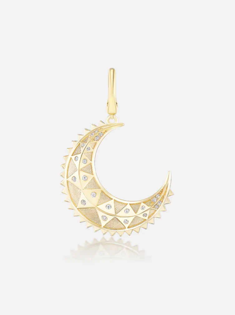 Mini Textured Gold Moon Pendant
