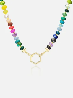 18" Open Bail Rainbow Bead Foundation Necklace