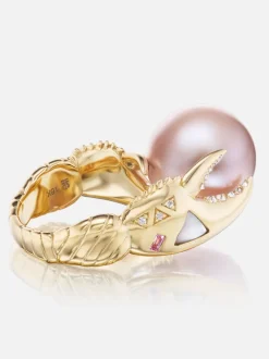 Pink Pearl Claw Ring