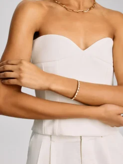 Pyramid Stud Bangle in Diamond