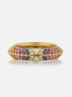 Rosa Pavé Knife Edge Band, Multicolor