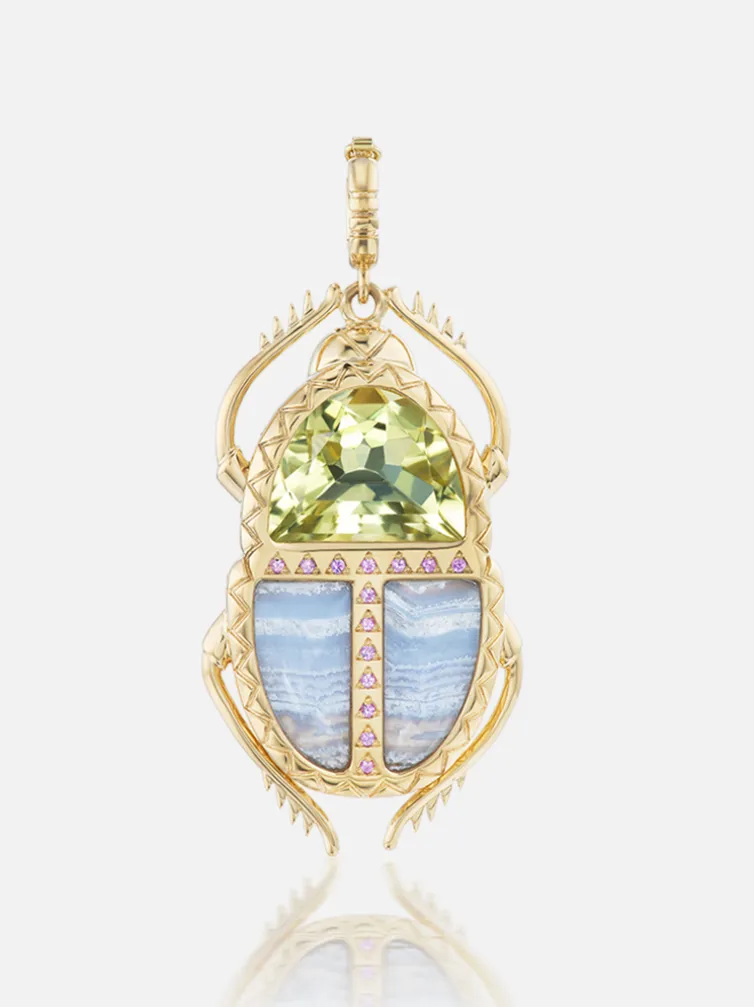 Scarab Pendant Lemon Quartz