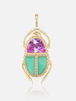 Scarab Pendant Pink Topaz and Chrysoprase