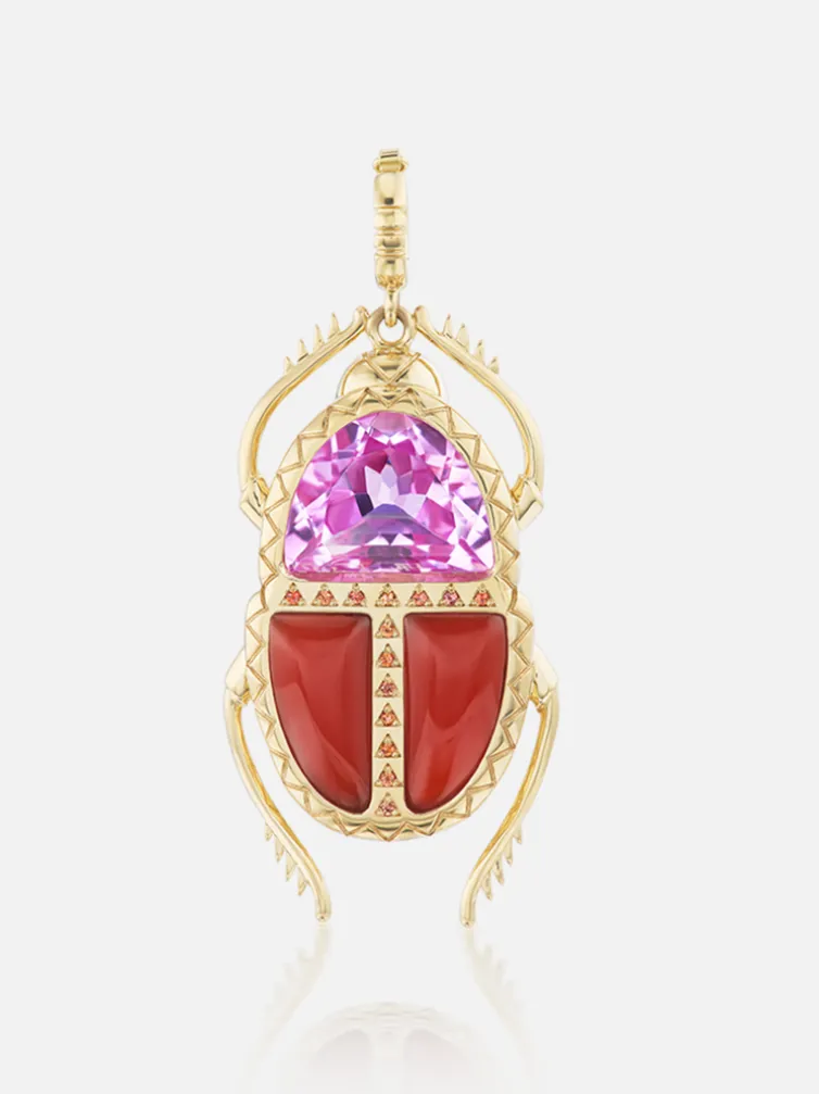 Scarab Pendant Pink Topaz