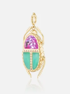 Scarab Pendant Pink Topaz and Chrysoprase