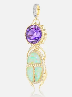 Sun Scarab Pendant Amethyst & Opal