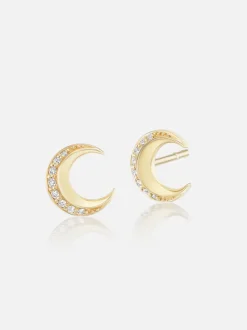 Tiny Moon Stud Earrings
