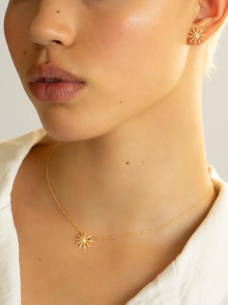 Tiny Sunflower Pendant Necklace