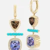 Totem Huggie Earrings Smokey Quartz Turquoise Tanzanite