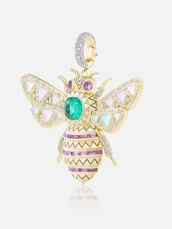 XL Queen Bee Pendant Emerald Amethyst